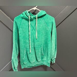 Zenana Stone Washed Teal Women's Hoodie Sweater